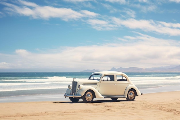 un'auto classica sulla spiaggia