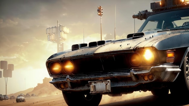 Un'auto con sopra la scritta Mad Max