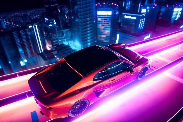 Un'auto con un neon