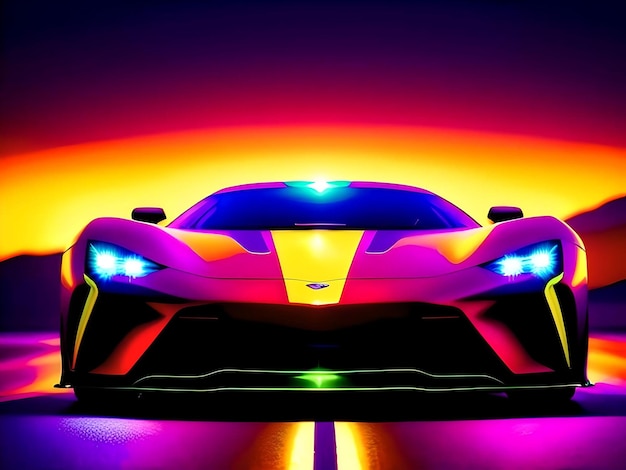un'auto super sportiva con colori vivaci lucidi illustrazione Modello 3D