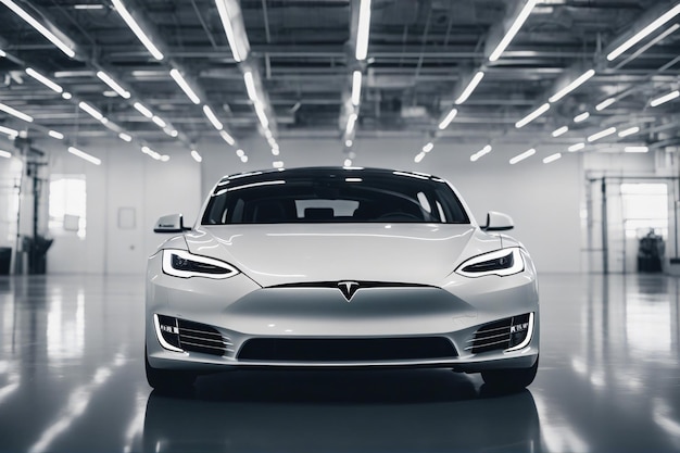 Un'auto Tesla isolata su sfondo bianco