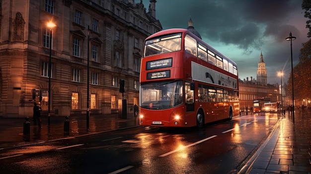 un autobus a due piani che attraversa la Gran Bretagna