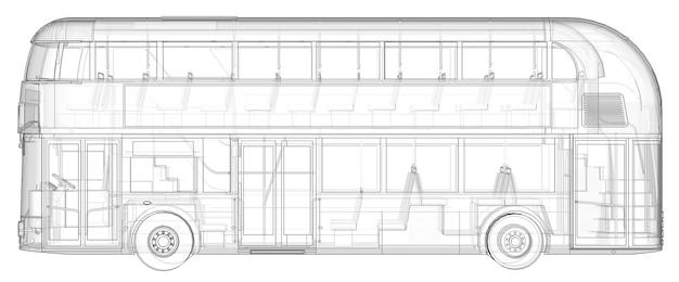 Un autobus a due piani un involucro traslucido sotto il quale molti elementi interni