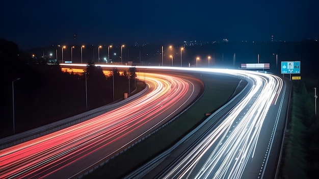 Un'autostrada con un cartello che dice "strada a destra"