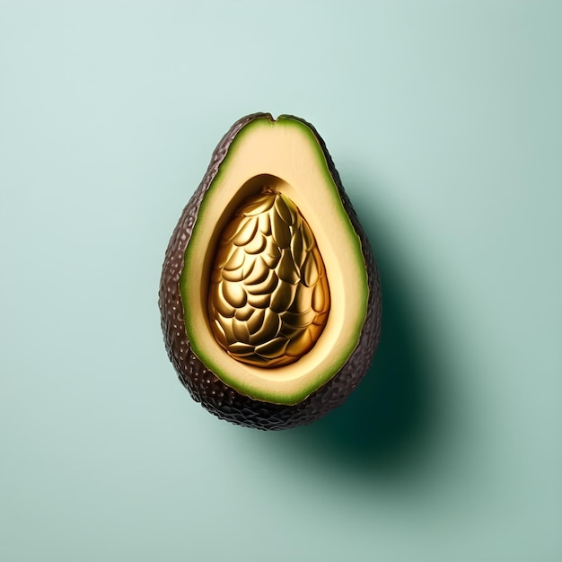 Un avocado con sopra un guscio di cioccolato