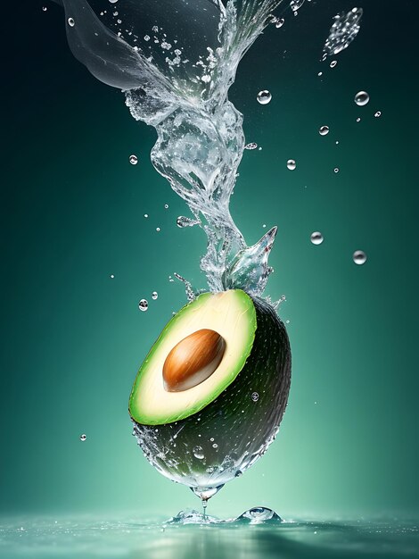 Un avocado viene spruzzato con acqua GENERATA DA AI