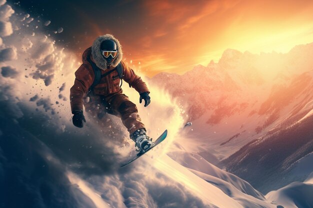 Un'avventura apocalittica di snowboarding resa Generative ai