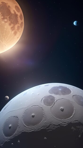 Un'avvincente vista dettagliata di una luna e di un pianeta nel cielo AI Generative