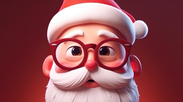Un Babbo Natale con gli occhiali e un cappello rosso