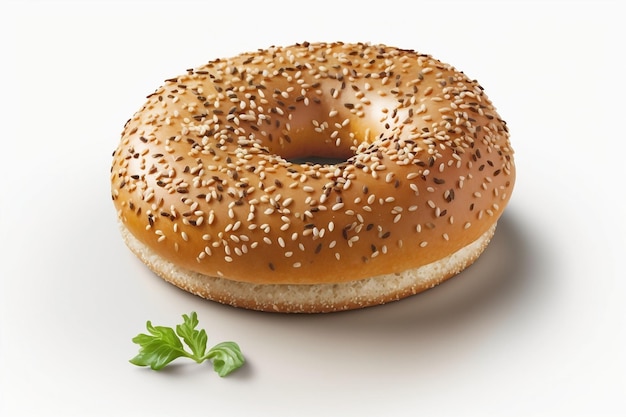 Un bagel su sfondo bianco AI