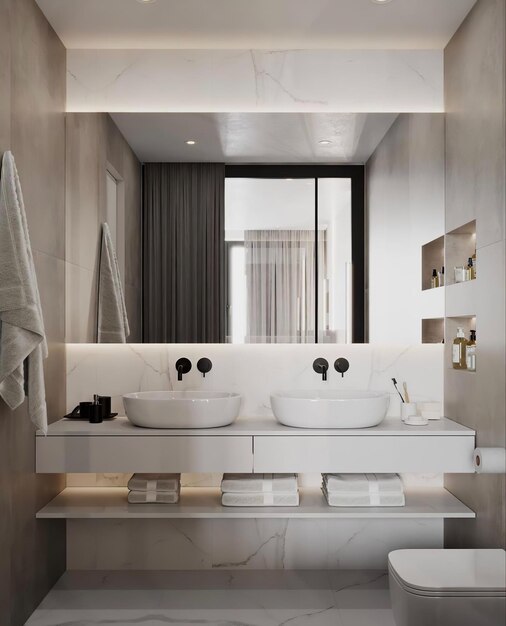 un bagno con un lavandino e uno specchio che dice " rubinetto "