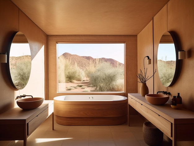 Un bagno con vista sul deserto.