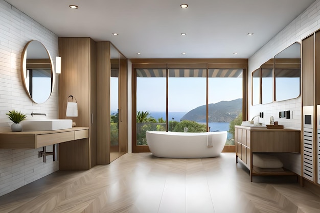 Un bagno con vista sul mare