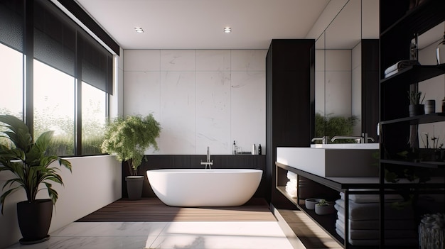 Un bagno elegante e moderno con un design minimalista