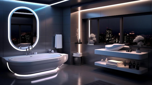 Un bagno futuristico e minimalista