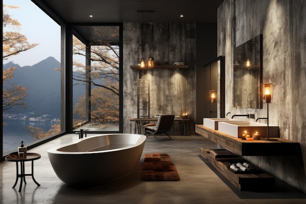 un bagno moderno nello stile dell'ispirazione dell'architettura brutalista