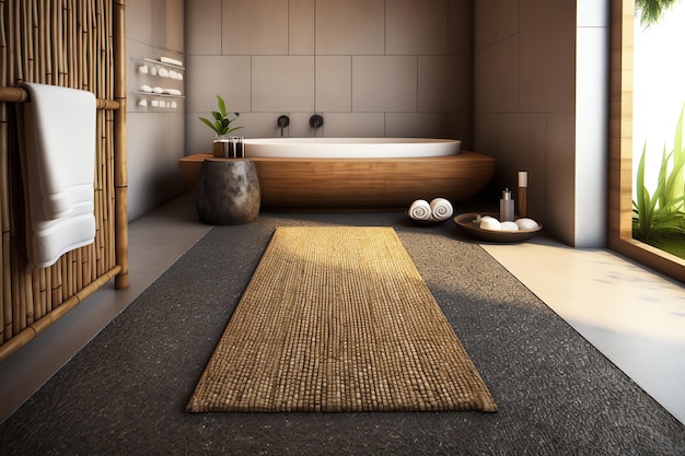 Un bagno spalike con decorazione in bambù