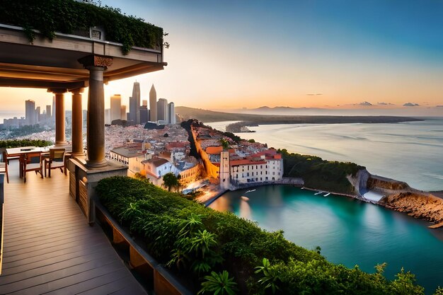 Un balcone con vista sulla città