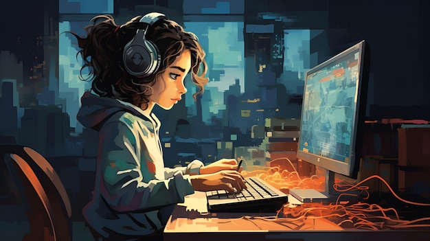 Un bambino che codifica su un computer che illustra l'esposizione precoce alle competenze STEM tra i nativi digitali