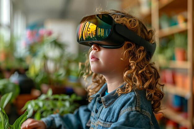 un bambino che indossa un paio di occhiali di realtà virtuale