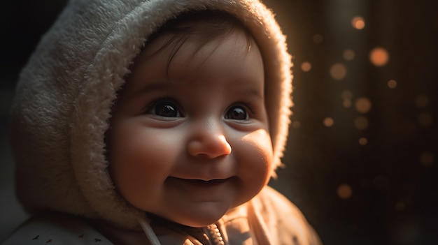 Un bambino che sorride davanti a una finestra