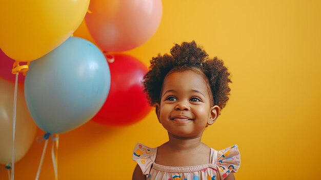 Un bambino che tiene in mano un palloncino colorato