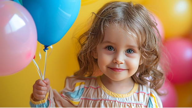 Un bambino che tiene in mano un palloncino colorato