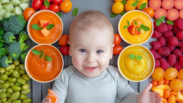 Un bambino che tiene una ciotola di frutta