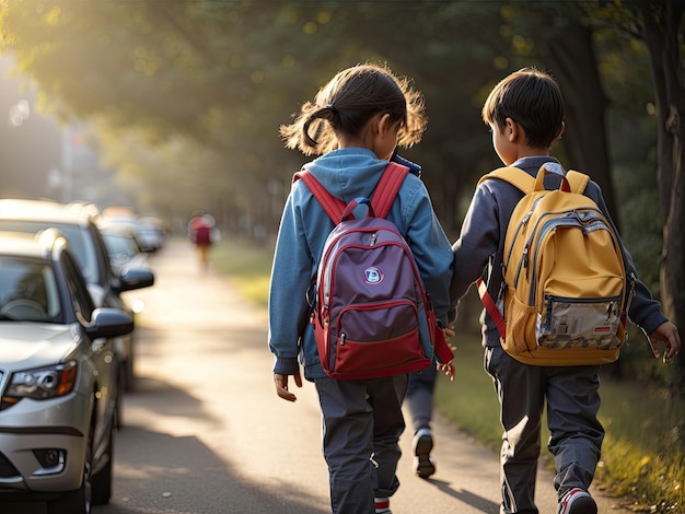 un bambino che torna a scuola