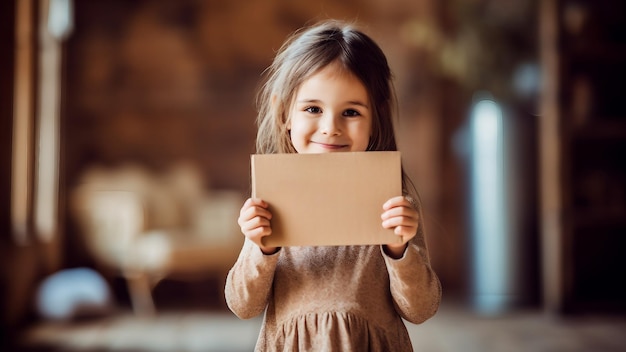 Un bambino con una carta vuota.