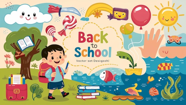 un bambino con uno zaino e un libro chiamato a scuola