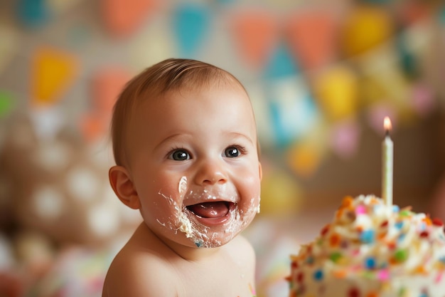 Un bambino felice di un anno Buon compleanno