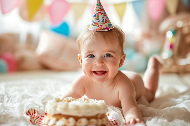 Un bambino felice di un anno Buon compleanno