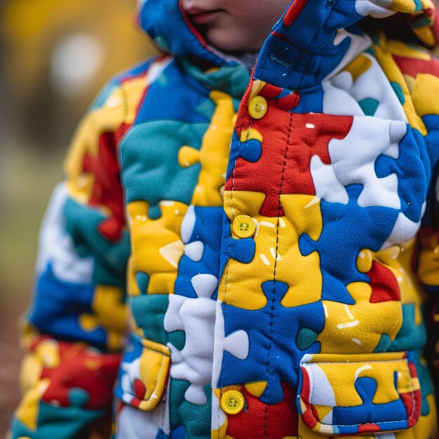 Un bambino piccolo che indossa una giacca colorata