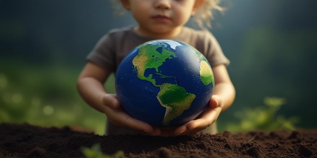 un bambino tiene un globo nelle mani