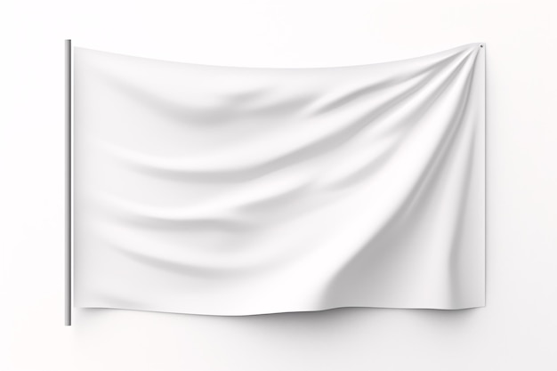 Un banner bianco vuoto su uno sfondo bianco