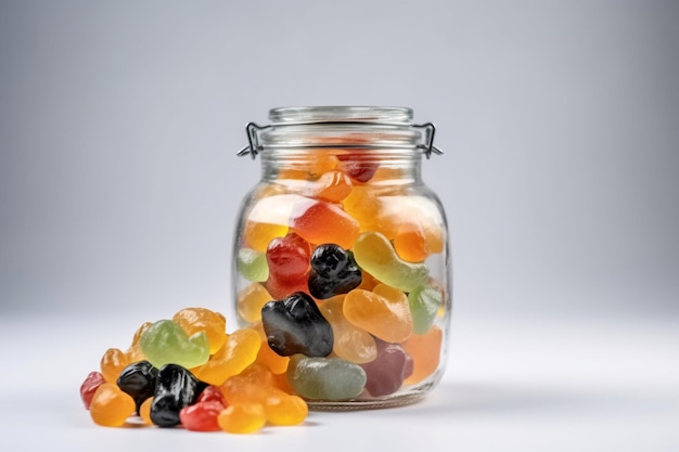 Un barattolo di gelatine è pieno di gelatine.