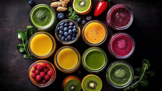 un barattolo di succo di frutta con frutti di bosco in cima.