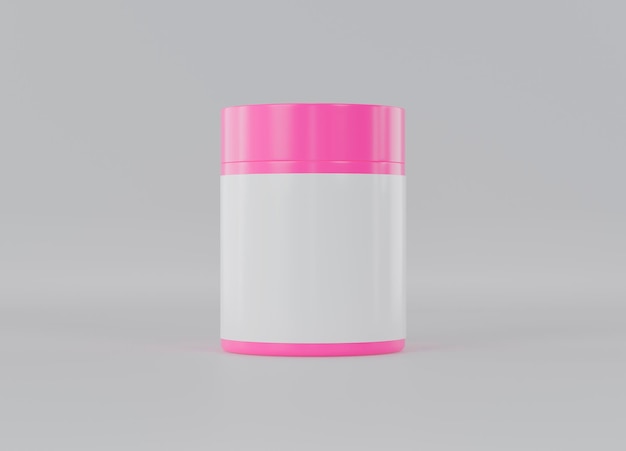 un barattolo rosa e bianco con un coperchio rosa
