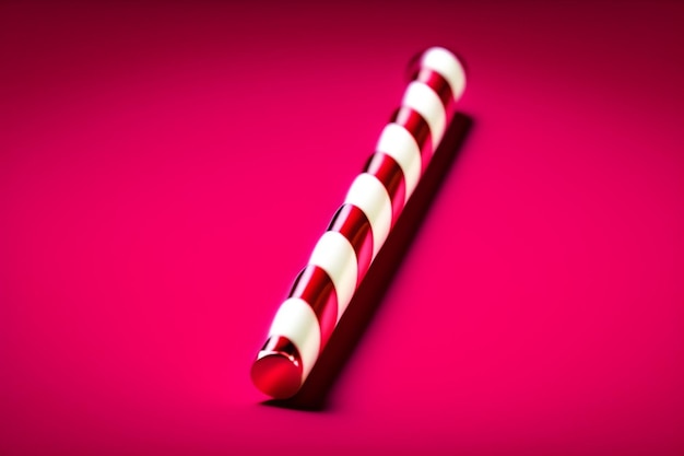 Un bastoncino di zucchero con uno sfondo rosso e la parola candy su di esso