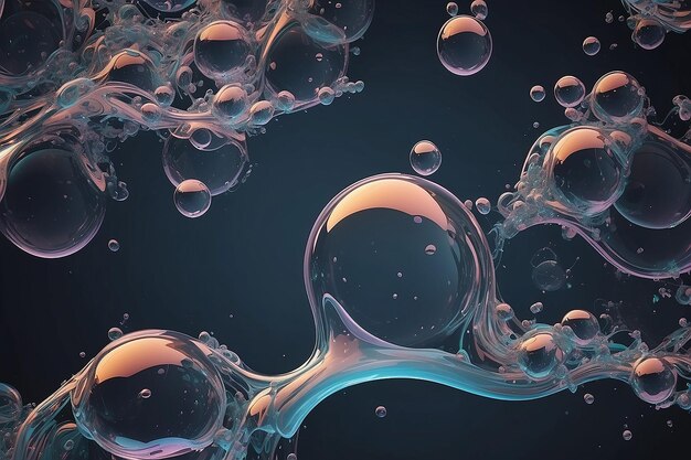 Un bel liquido trasparente con bolle che scorrono AI generativa