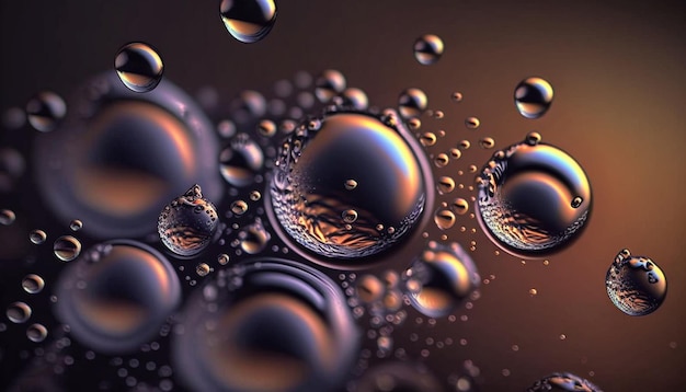 Un bel liquido trasparente con bolle fluenti IA generativa