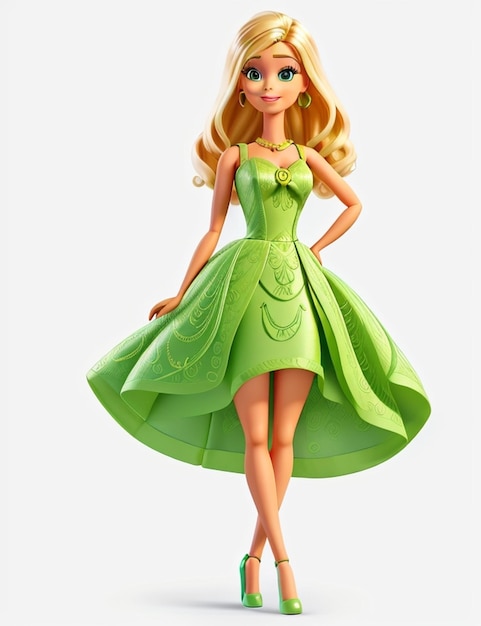 Un bel personaggio di bambola che indossa un vestito verde