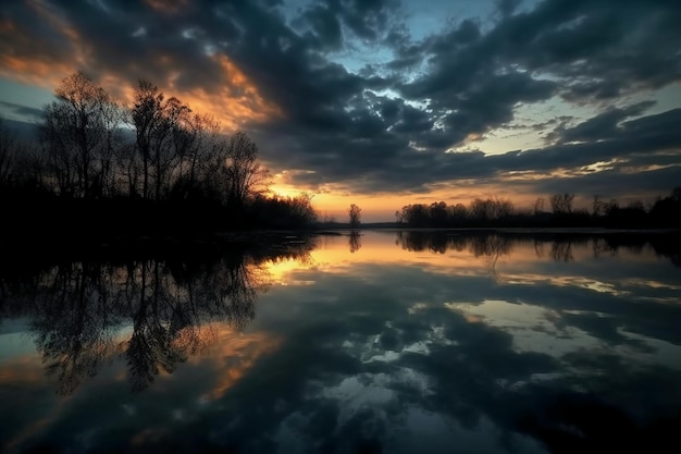 Un bel tramonto con il cielo sullo sfondo