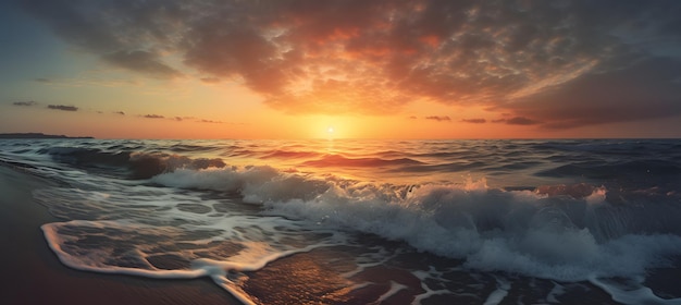 Un bel tramonto su un oceano calmo IA generativa