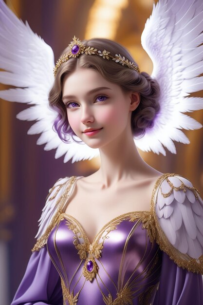 Un bell'angelo in un vestito viola fantastico
