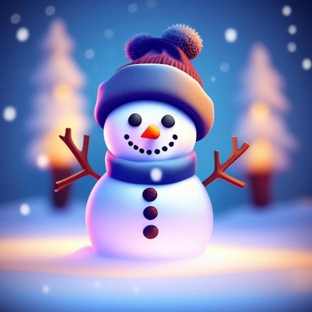 Un bell'uomo di neve di Natale in 3D