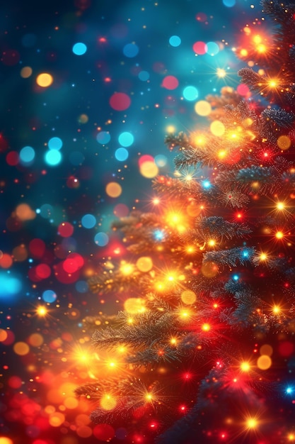 Un bellissimo albero di Natale con luci e ornamenti