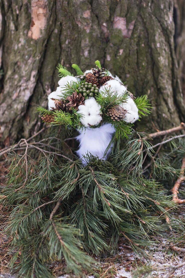 Foto un bellissimo bouquet da sposa d'inverno