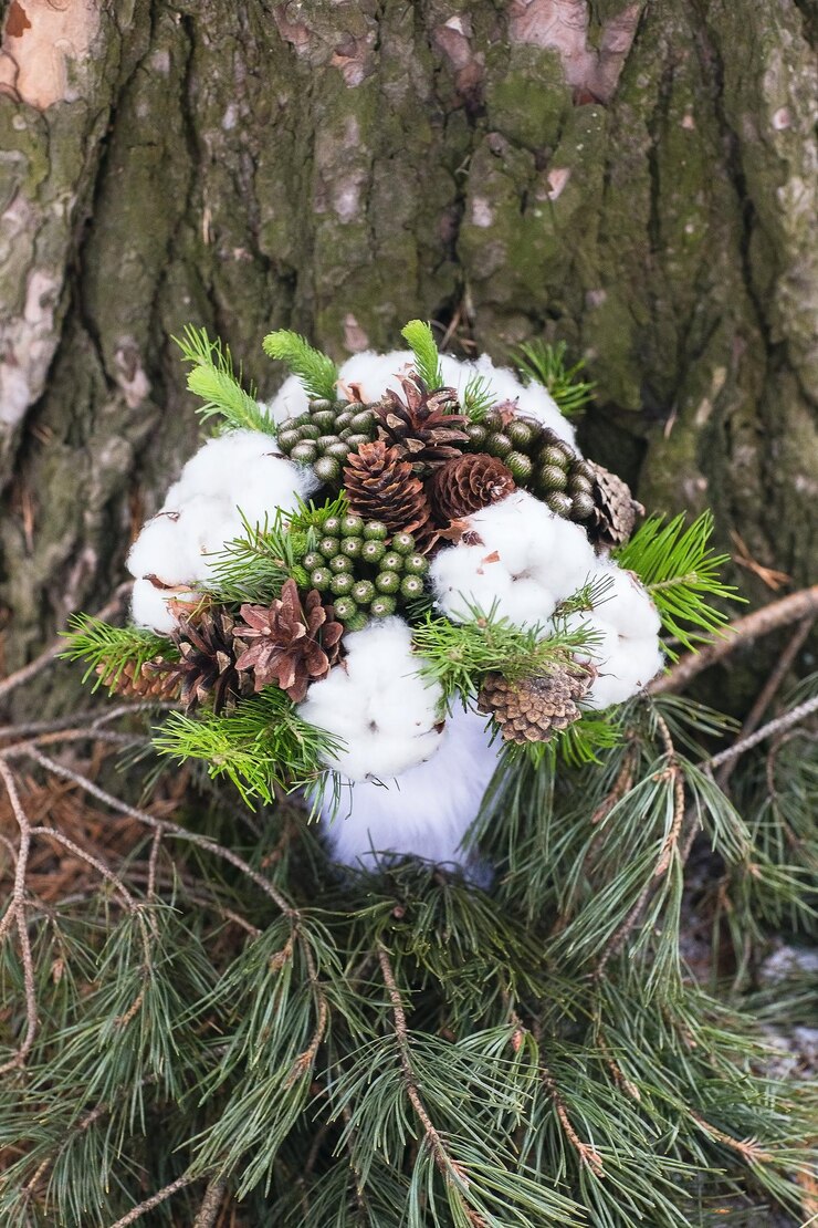 Foto un bellissimo bouquet da sposa d'inverno